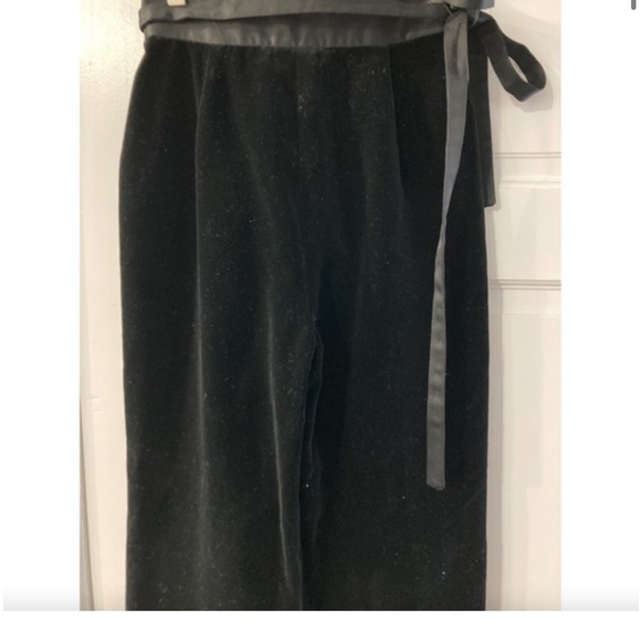 Vintage Velvet Tuxedo Satin Tie Waist High Rise Pants Size 6 - Picture 4 of 10